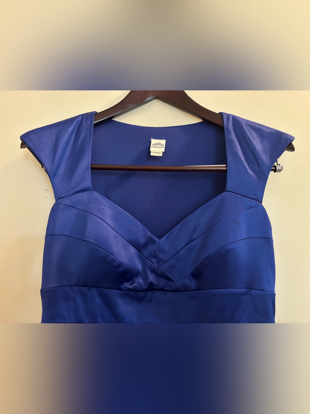 Signature by Sangria Satin Strapless Dress in Royal Blue